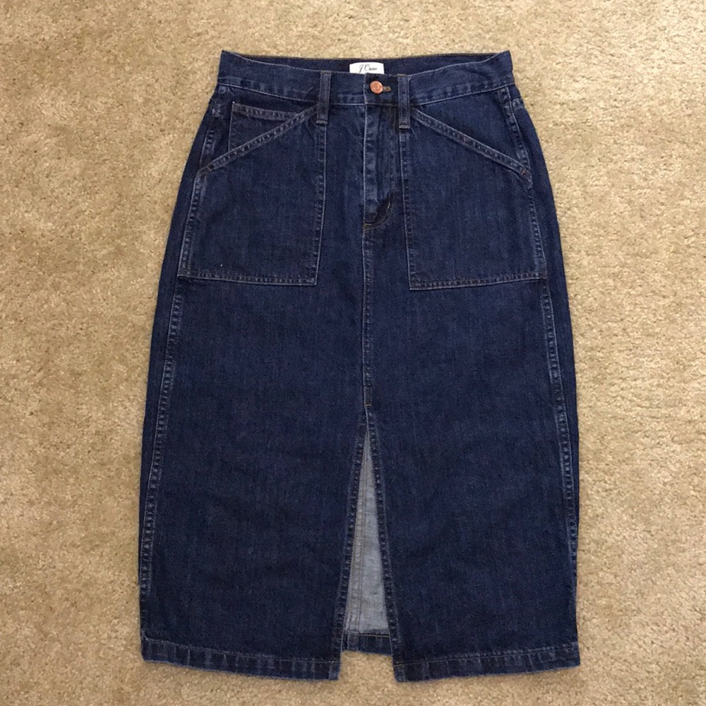 J crew denim midi skirt